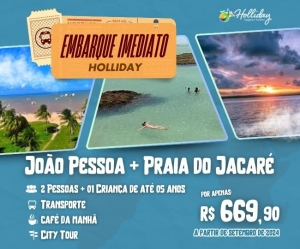 EMBARQUE IMEDIATO Pacote Completo de Viagem para Joao Pessoa Praia do Jacare com a Holliday