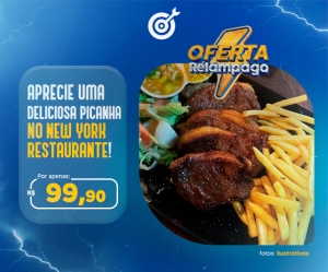 OFERTA RELÂMPAGO APRECIE UMA DELICIOSA PICANHA NO NEW YORK RESTAURANTE Picanha Internacional para ate 3 pess